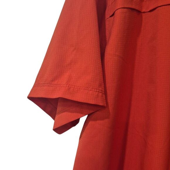 Columbia Men's Dark Orange Red Polyester Button Down Outdoor Quick Dry Ventilate - Picture 7 of 11